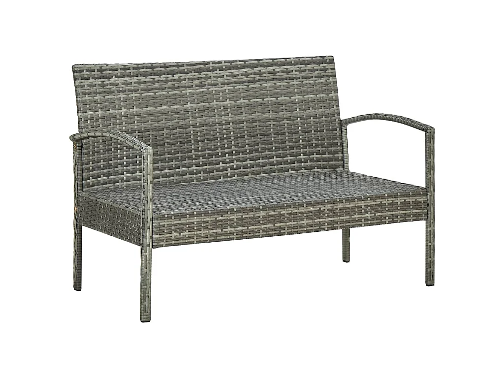 Salon de jardin 4 pcs avec coussins résine tressée gris