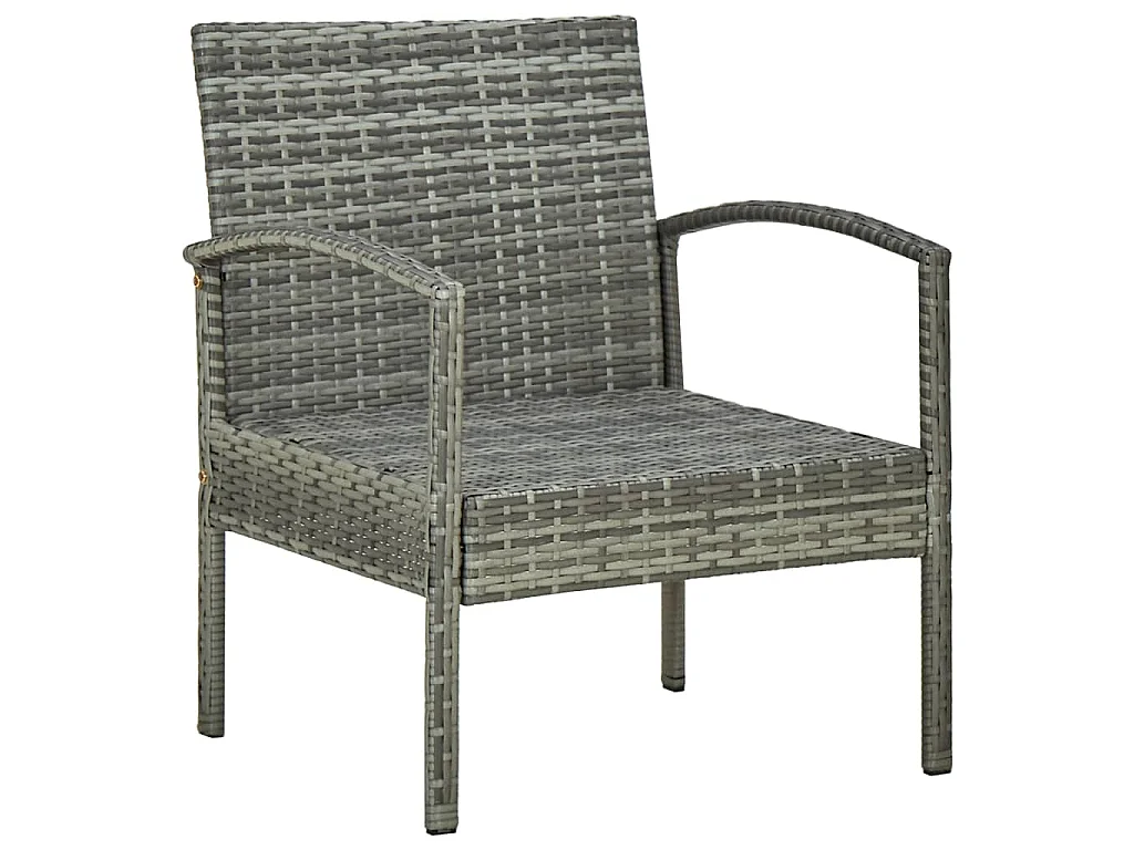Salon de jardin 4 pcs avec coussins résine tressée gris