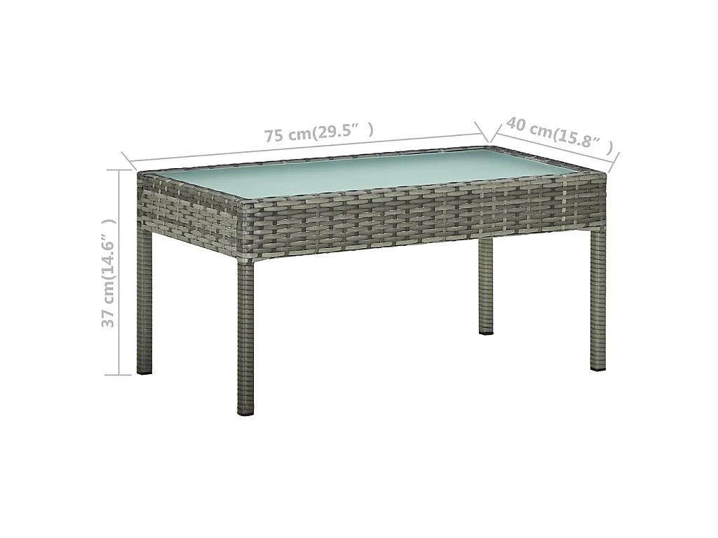 Salon de jardin 4 pcs avec coussins résine tressée gris