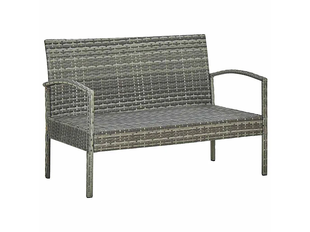 Salon de jardin 4 pcs avec coussins résine tressée gris