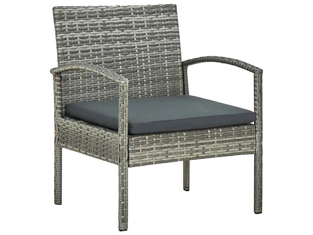Salon de jardin 4 pcs avec coussins résine tressée gris
