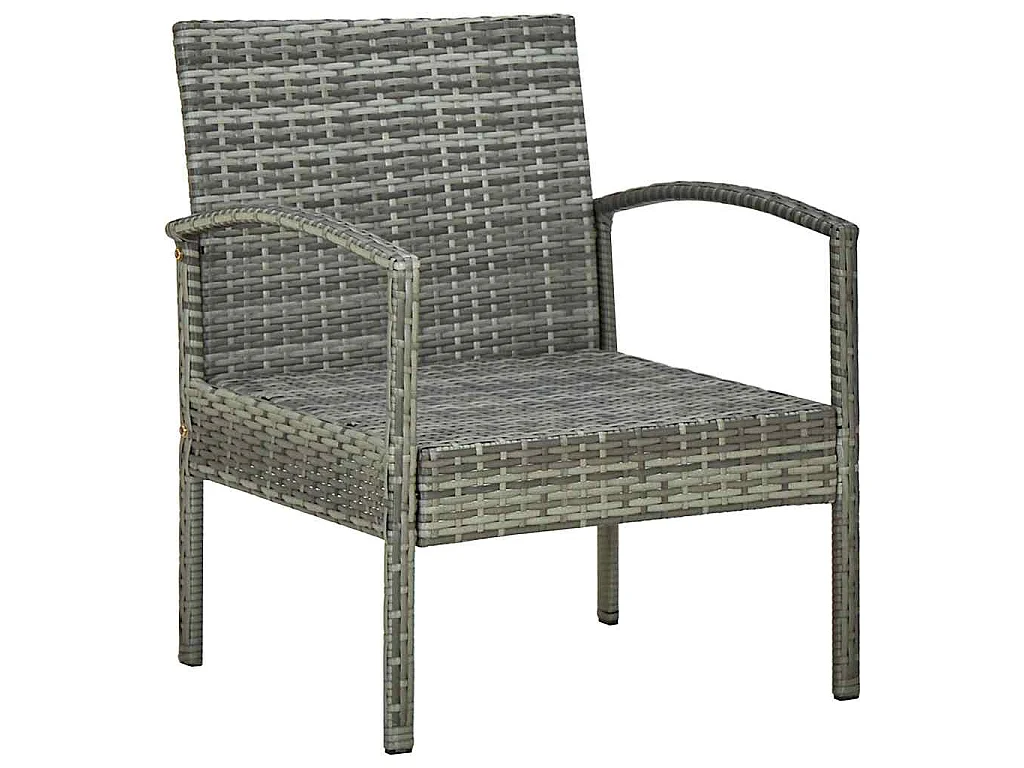 Salon de jardin 4 pcs avec coussins résine tressée gris
