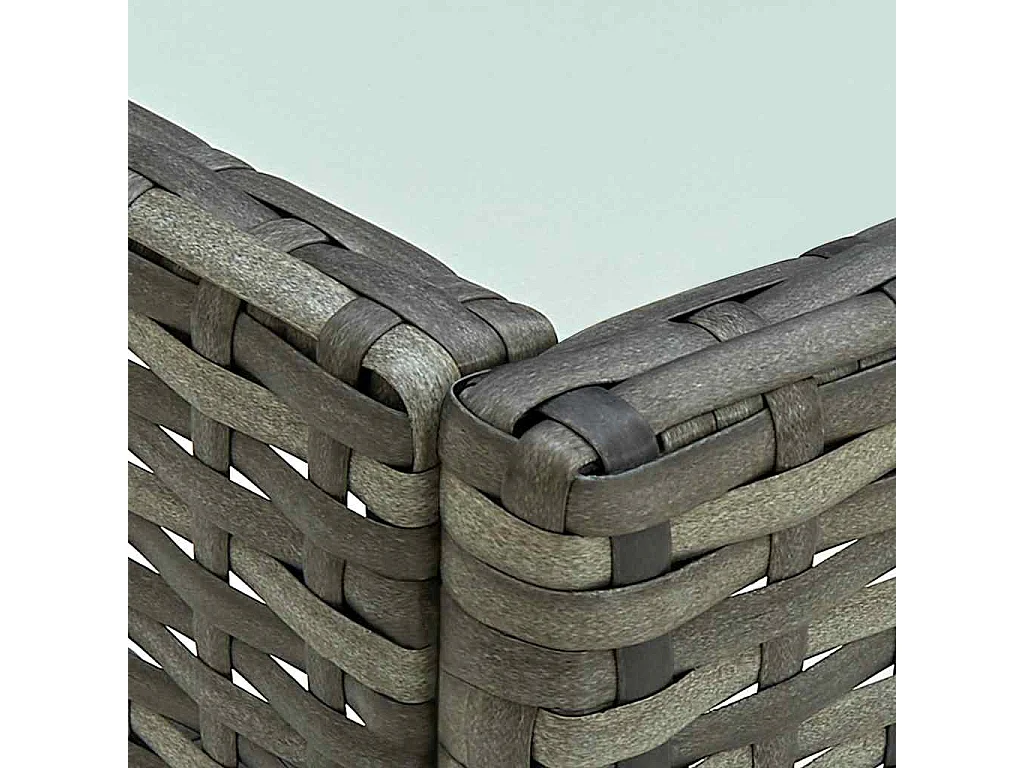 Salon de jardin 4 pcs avec coussins résine tressée gris
