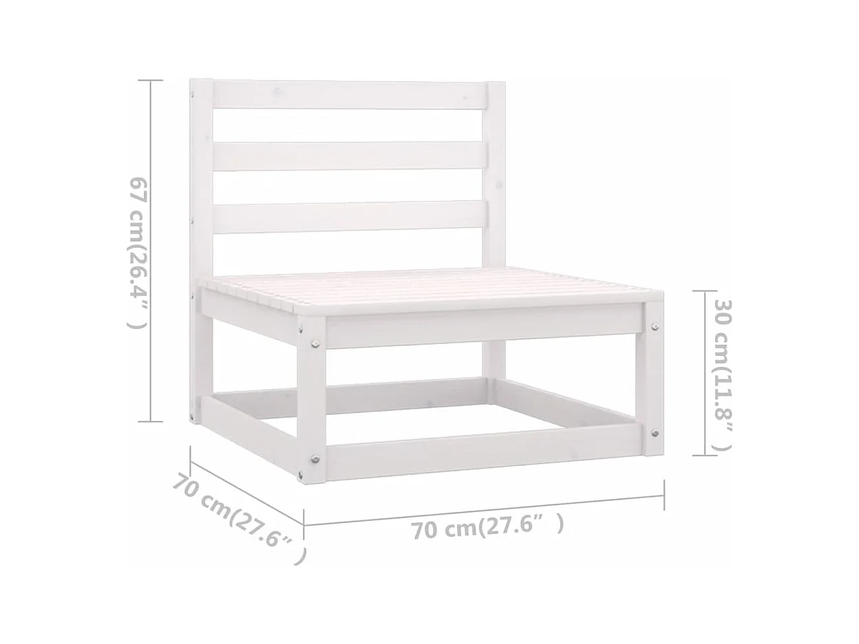 Set Divani da Giardino 11pz con Cuscini Massello di Pino Bianco