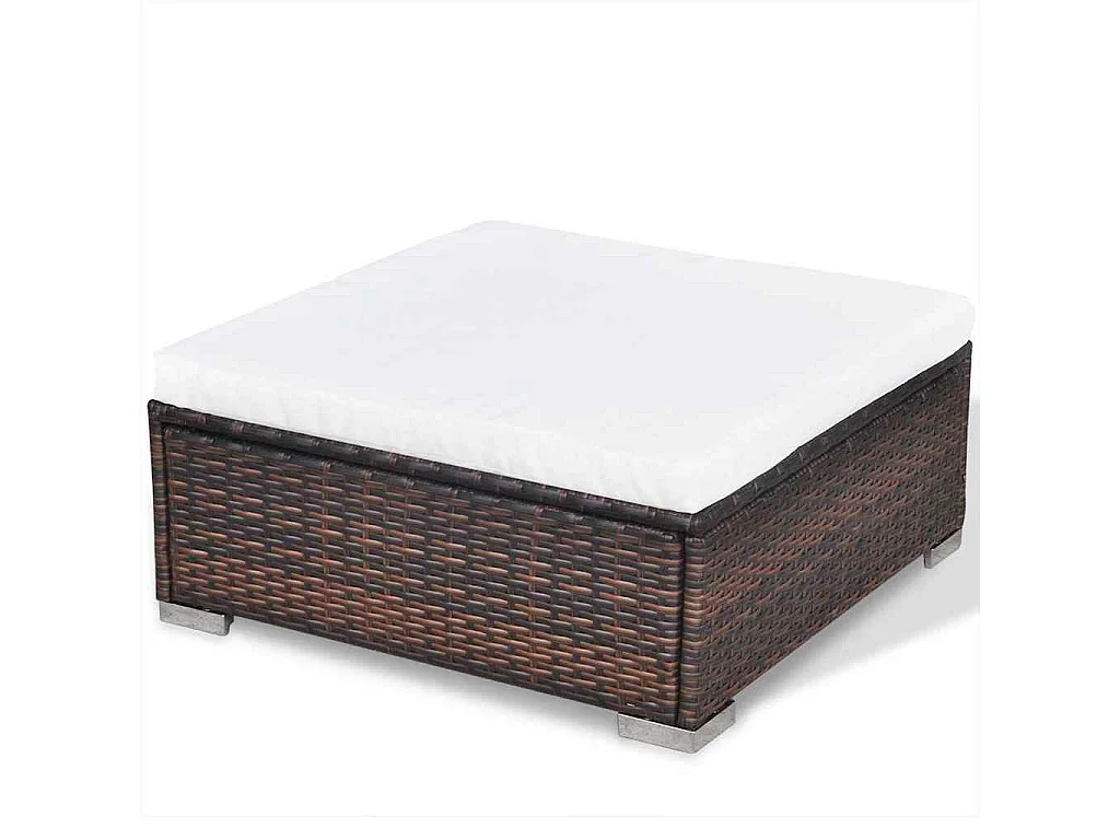 Salon de jardin 6 pcs avec coussins Résine tressée Marron