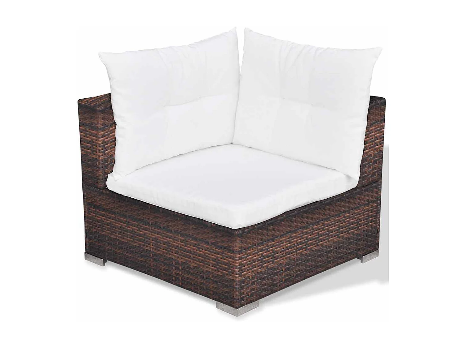 6-delige Loungeset met kussens poly rattan bruin
