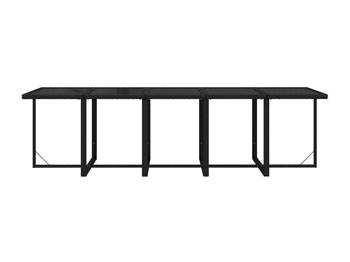 15 pcs conjunto jantar p/ jardim c/ almofadões vime PE preto