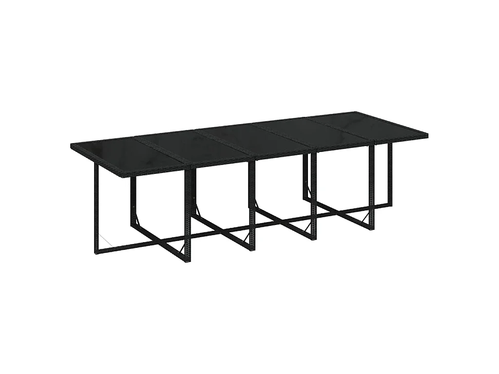 15-tlg. Garten-Essgruppe mit Kissen Poly Rattan Schwarz