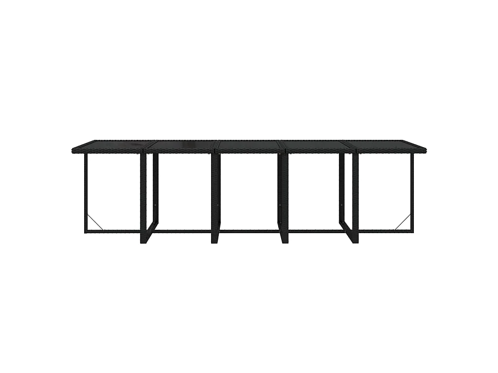 15-tlg. Garten-Essgruppe mit Kissen Poly Rattan Schwarz