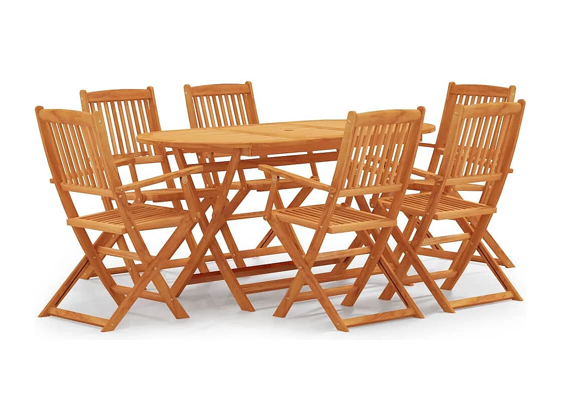 Mobilier à dîner d'extérieur pliable 7 pcs Bois d'eucalyptus