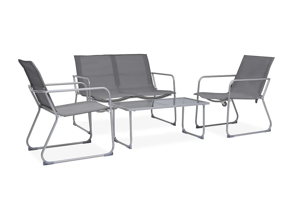 Salon de jardin 4 pcs Tissu et acier Gris
