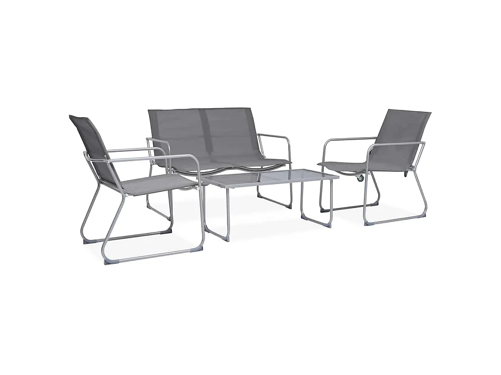 Salon de jardin 4 pcs Tissu et acier Gris