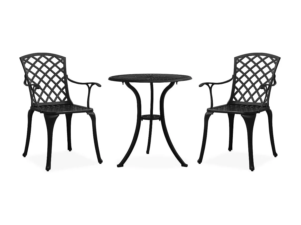 Ensemble de bistro 3 pcs Aluminium coulé Noir