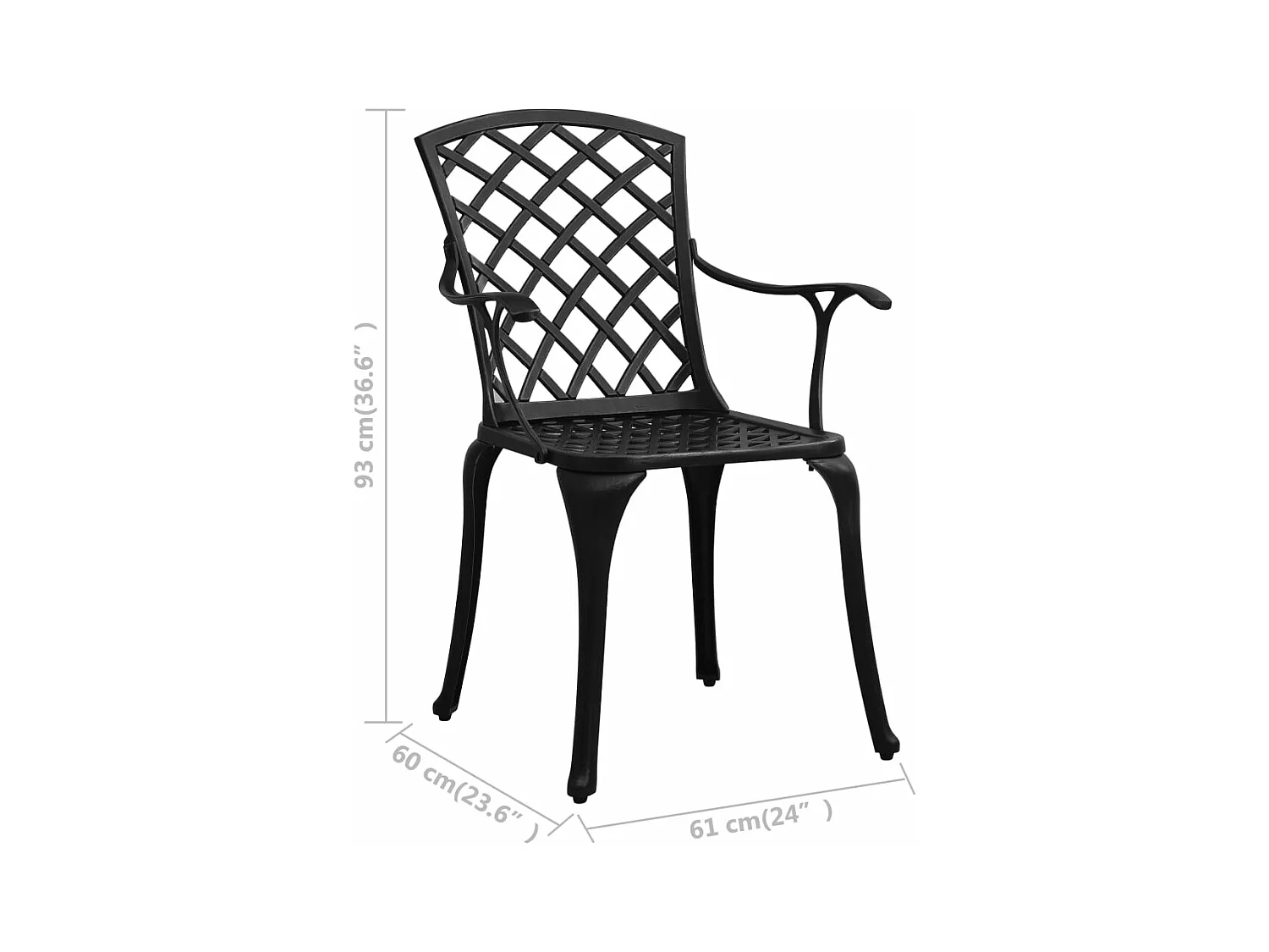 Ensemble de bistro 3 pcs Aluminium coulé Noir