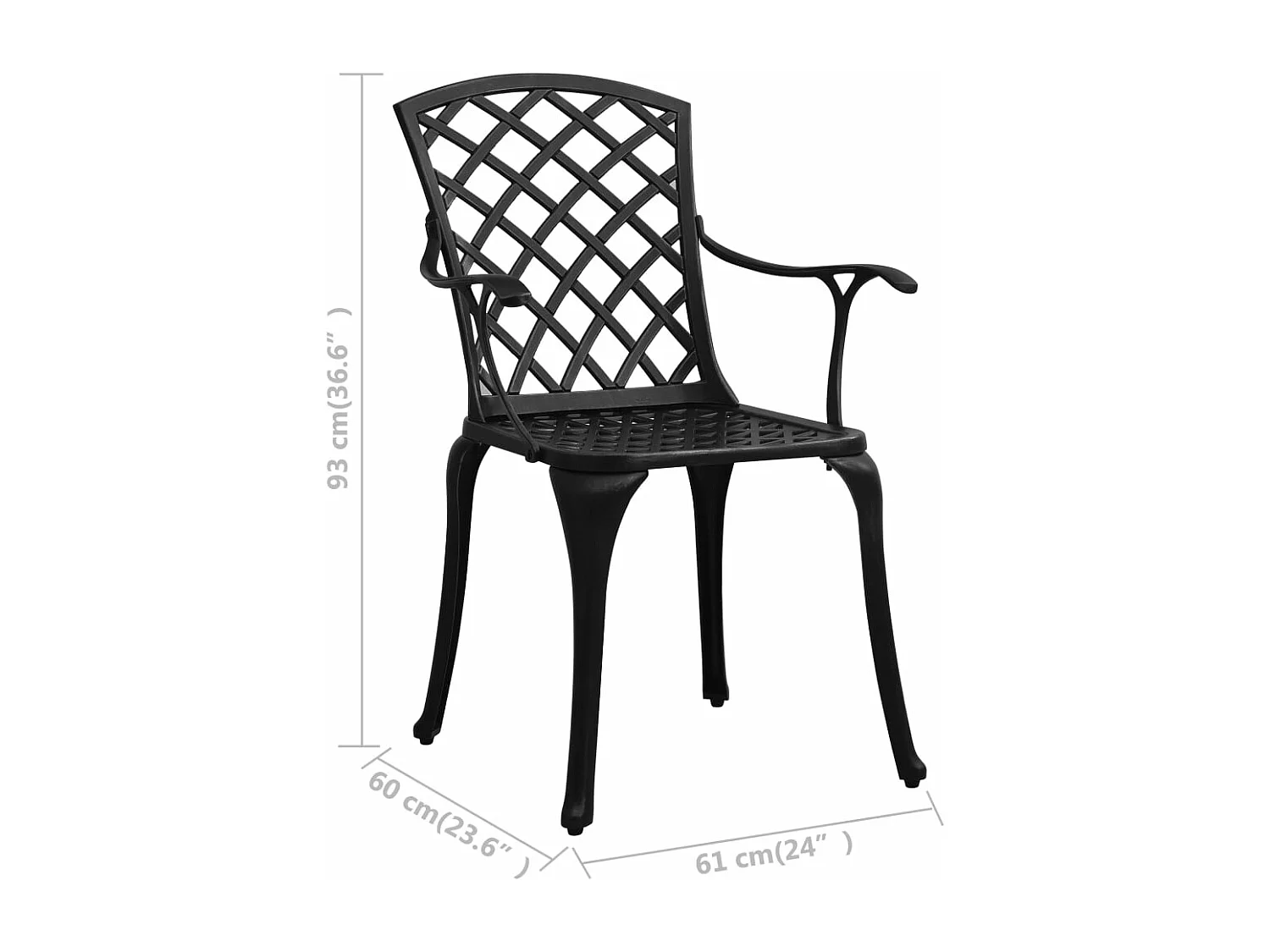 Ensemble de bistro 3 pcs Aluminium coulé Noir