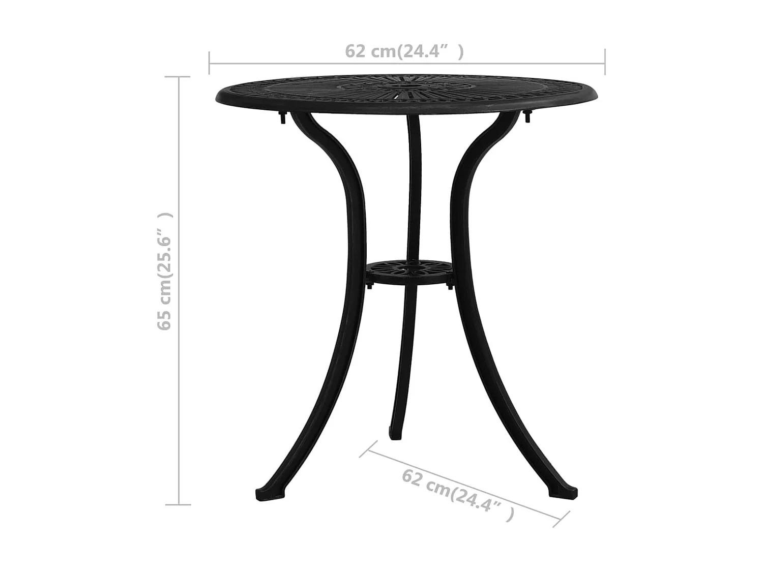 Ensemble de bistro 3 pcs Aluminium coulé Noir