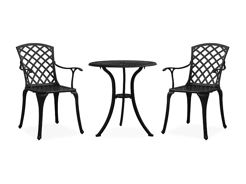 Ensemble de bistro 3 pcs Aluminium coulé Noir