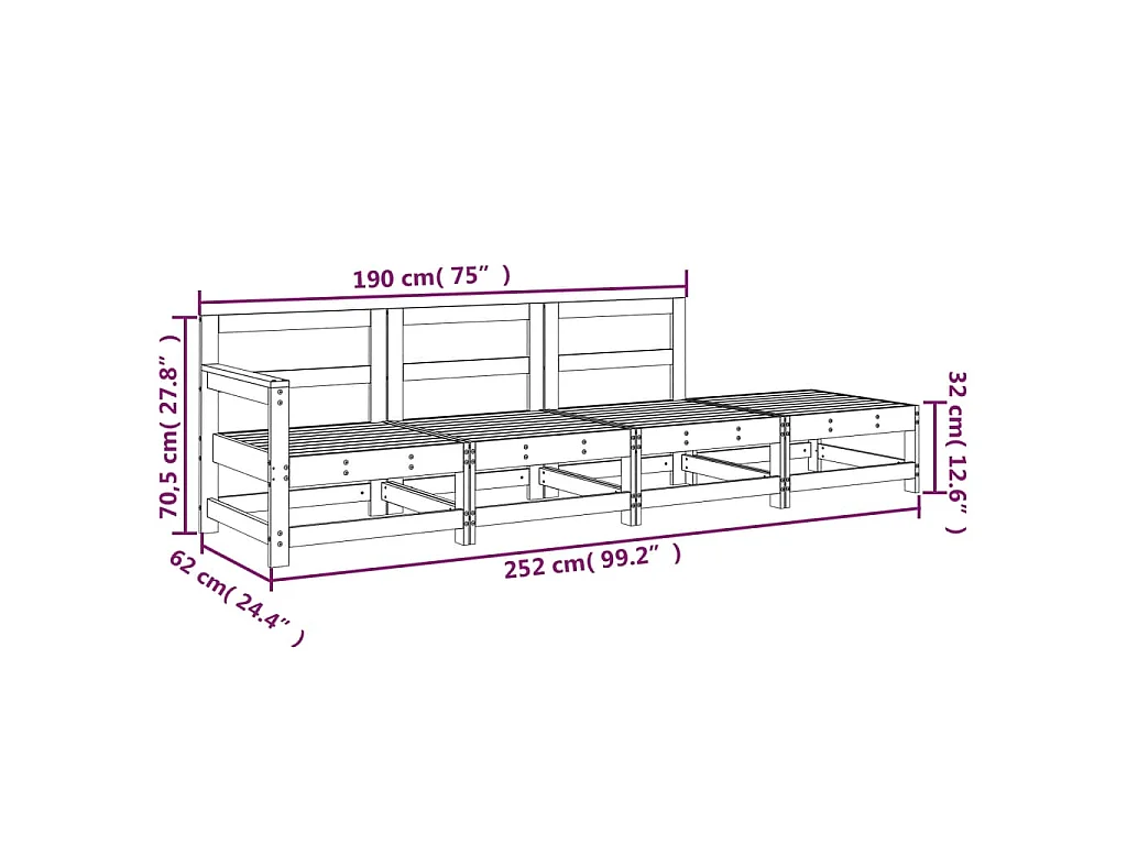 4-delige Loungeset geïmpregneerd grenenhout