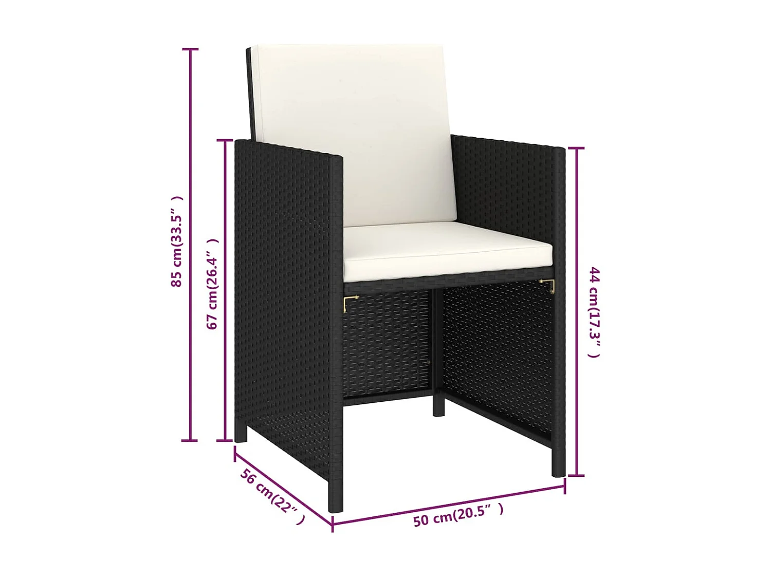 6-delige Tuinset met kussens poly rattan zwart