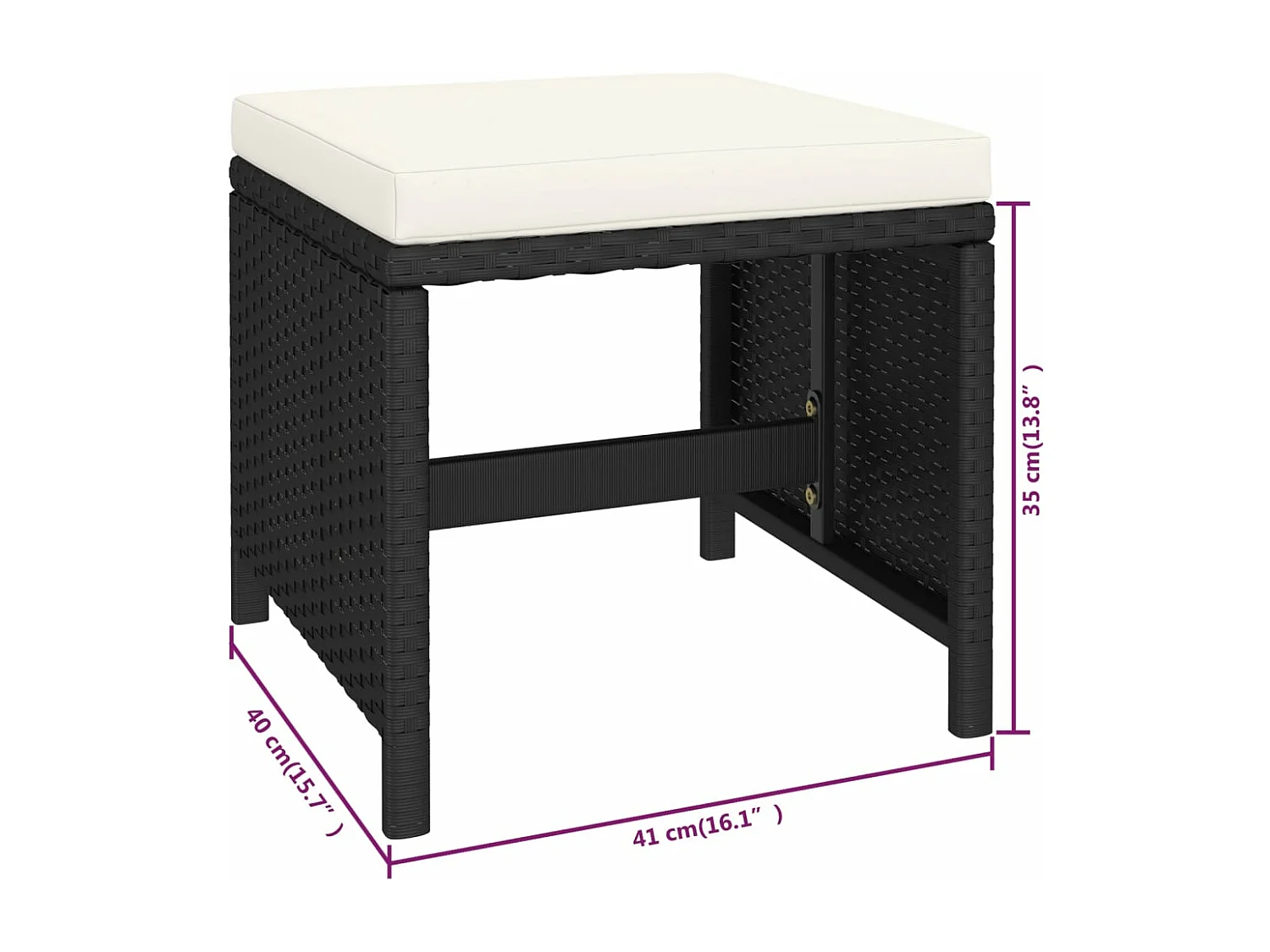 6-delige Tuinset met kussens poly rattan zwart