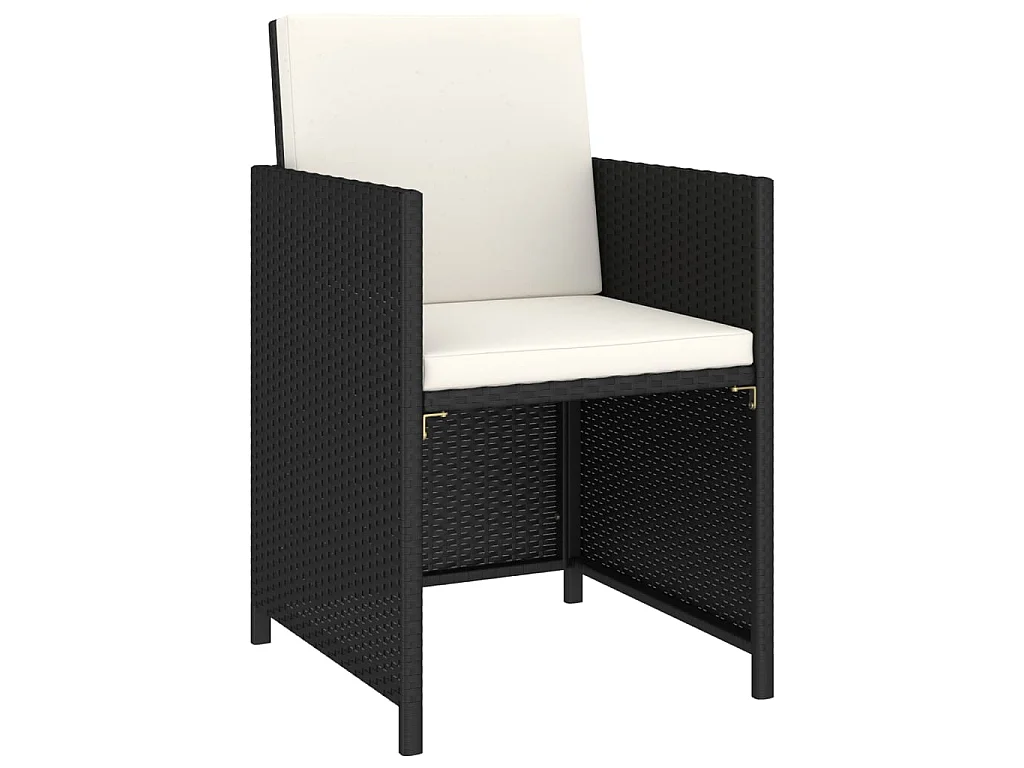 Set da Pranzo per Esterni 6 pz con Cuscini in Polyrattan Nero