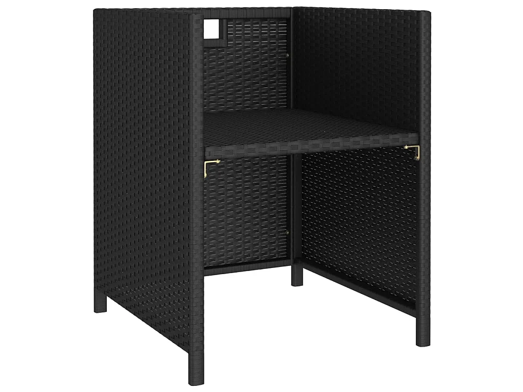 Set da Pranzo per Esterni 6 pz con Cuscini in Polyrattan Nero