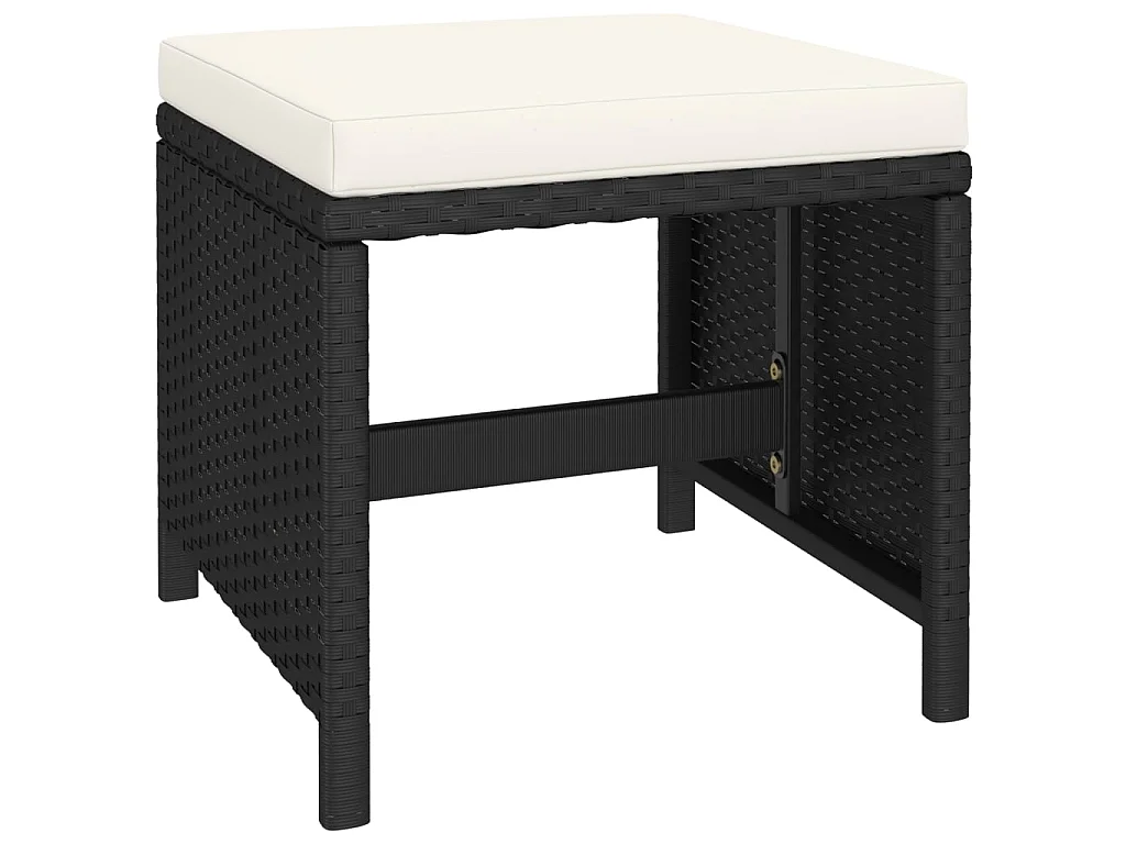Set da Pranzo per Esterni 6 pz con Cuscini in Polyrattan Nero