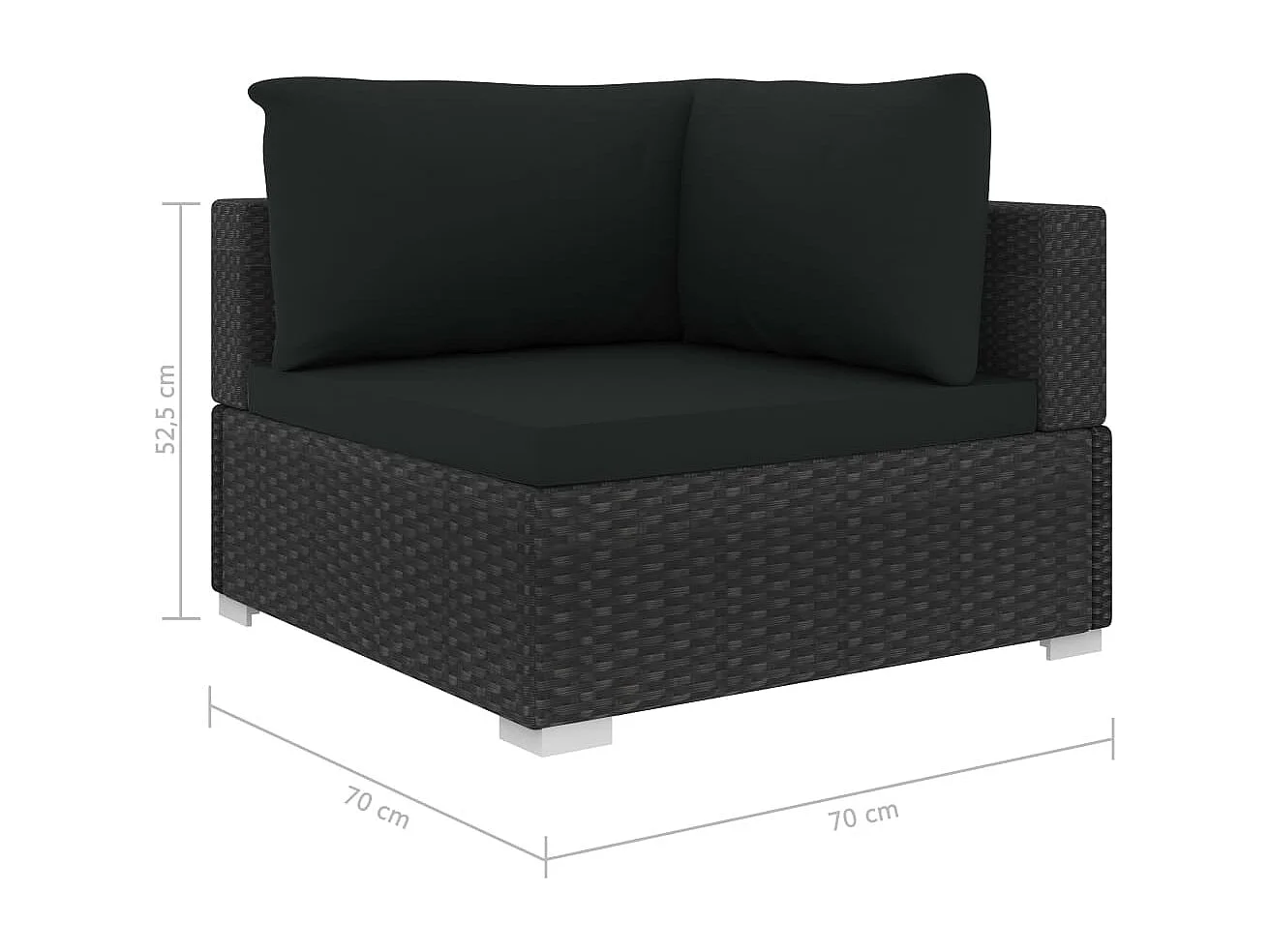 9-delige Loungeset met kussens poly rattan zwart