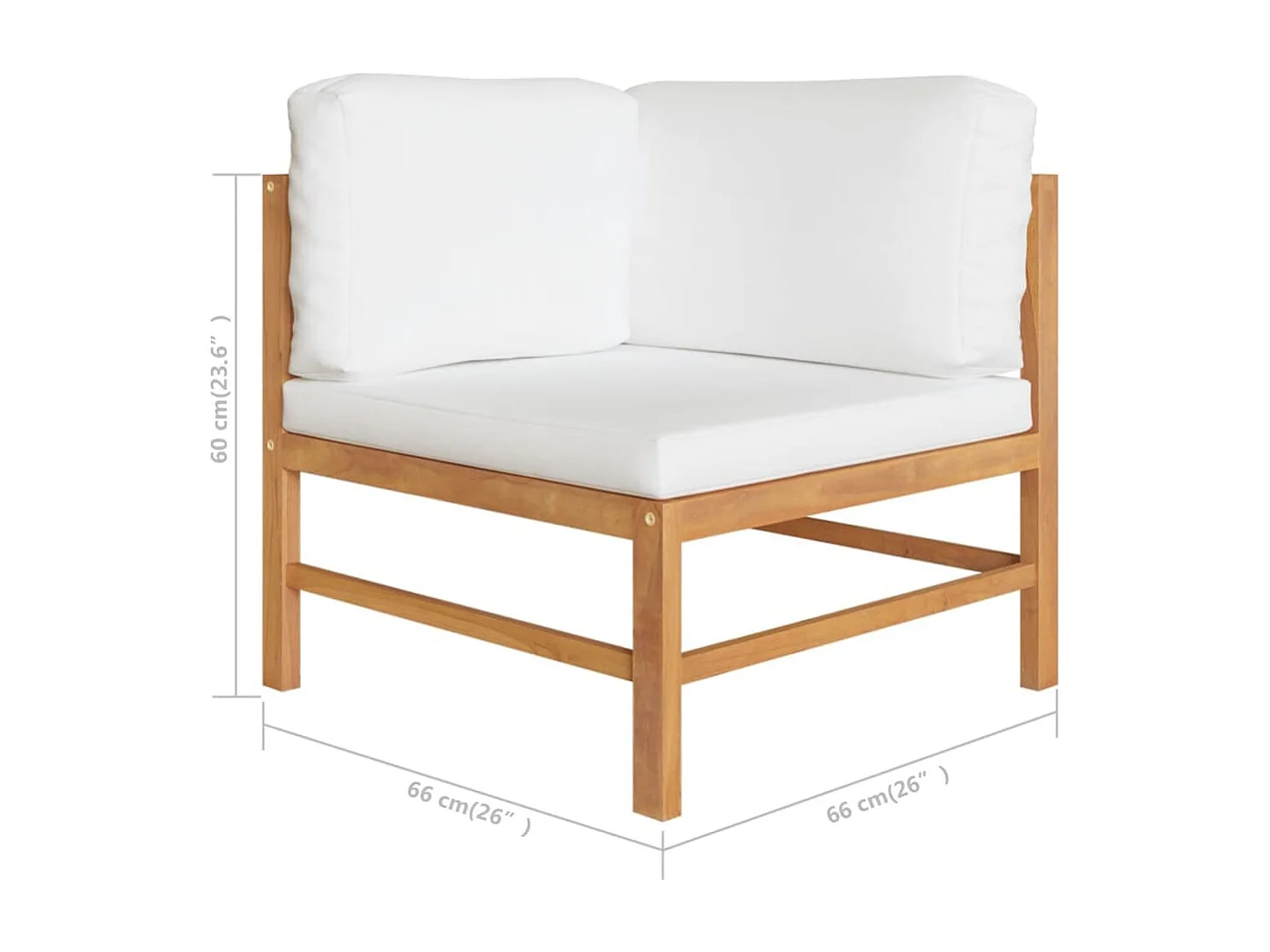 6 pcs conj. lounge de jardim + almofadões cor creme teca maciça