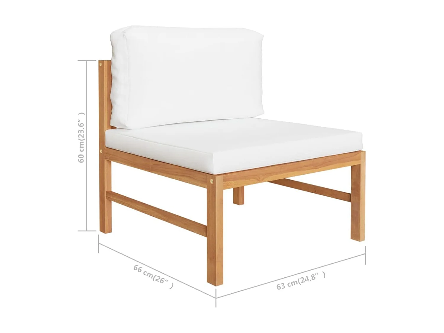 6 pcs conj. lounge de jardim + almofadões cor creme teca maciça