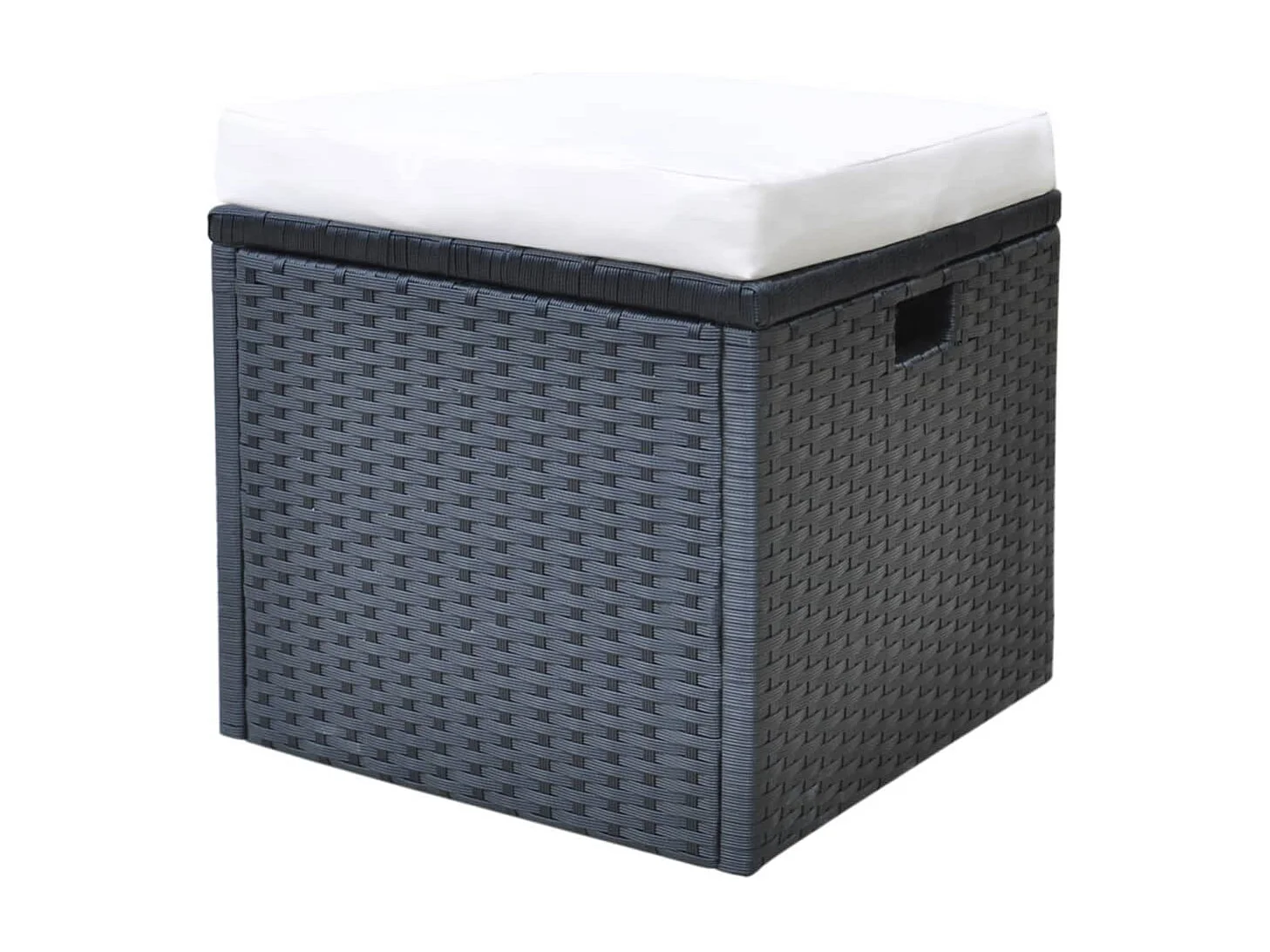 Ensemble à manger d'extérieur 6pcs coussins résine tressée noir