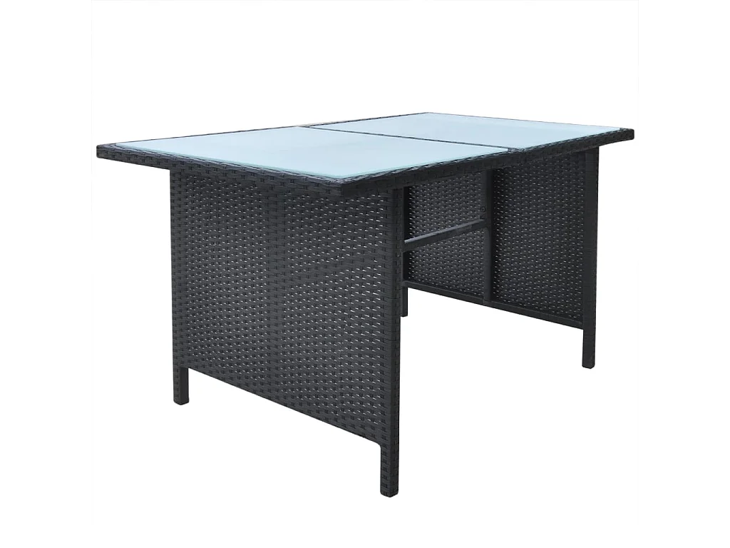 6 pcs conjunto jantar exterior com almofadões vime PE preto