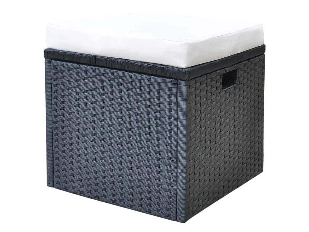 6 pcs conjunto jantar exterior com almofadões vime PE preto