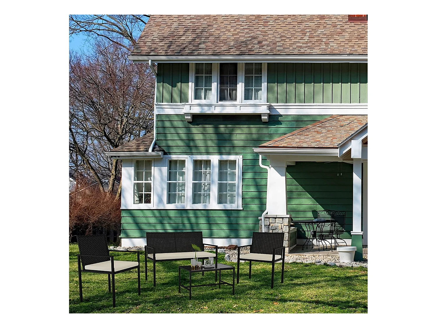 Ensemble de Meubles de Jardin en Rotin - Noir