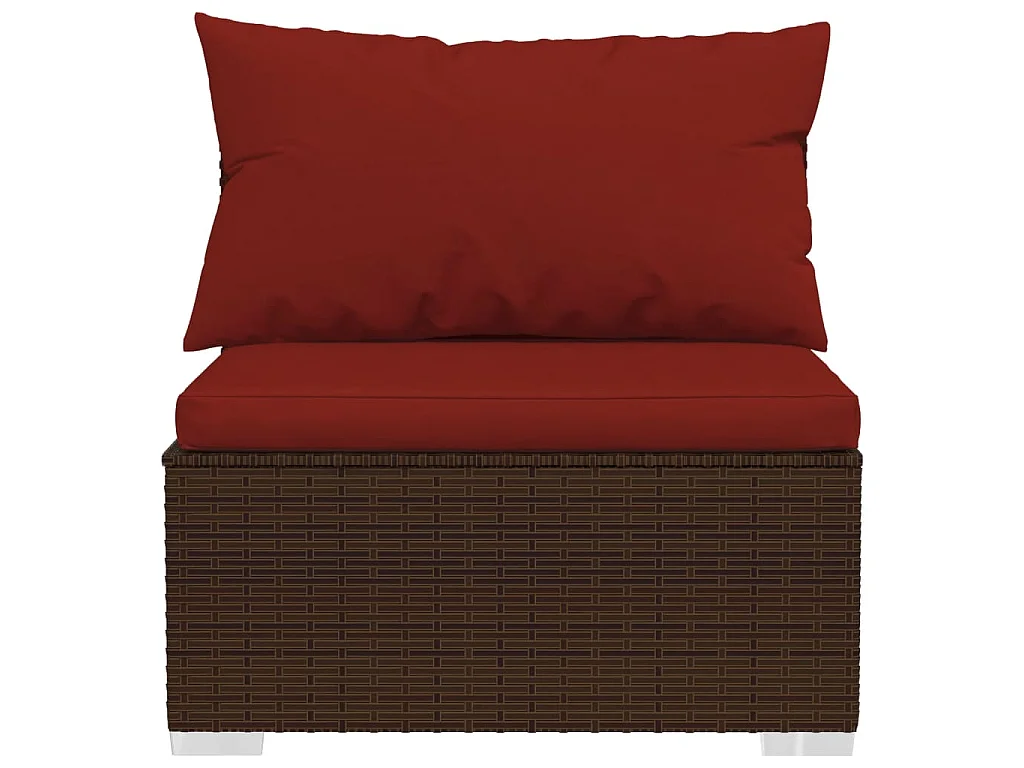 Salon de jardin 8 pcs avec coussins résine tressée marron