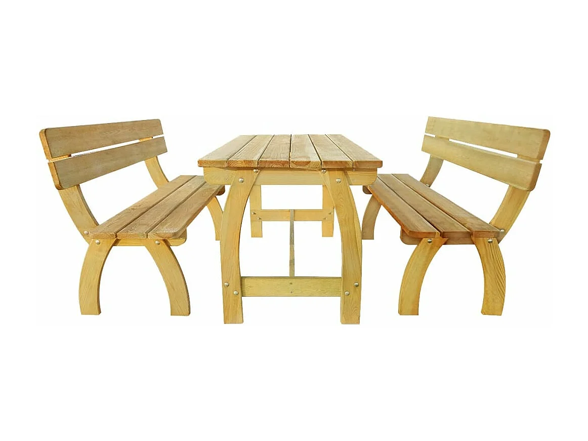 Table de brasserie avec 2 banquettes Pinède imprégnée