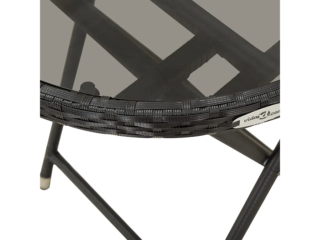 3-tlg. Bistro-Set Poly Rattan und Glas Schwarz