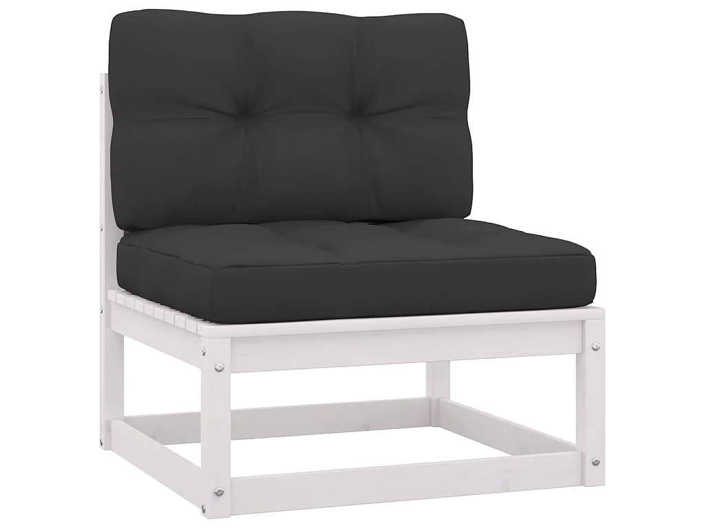 9-delige Loungeset met kussens massief grenenhout wit