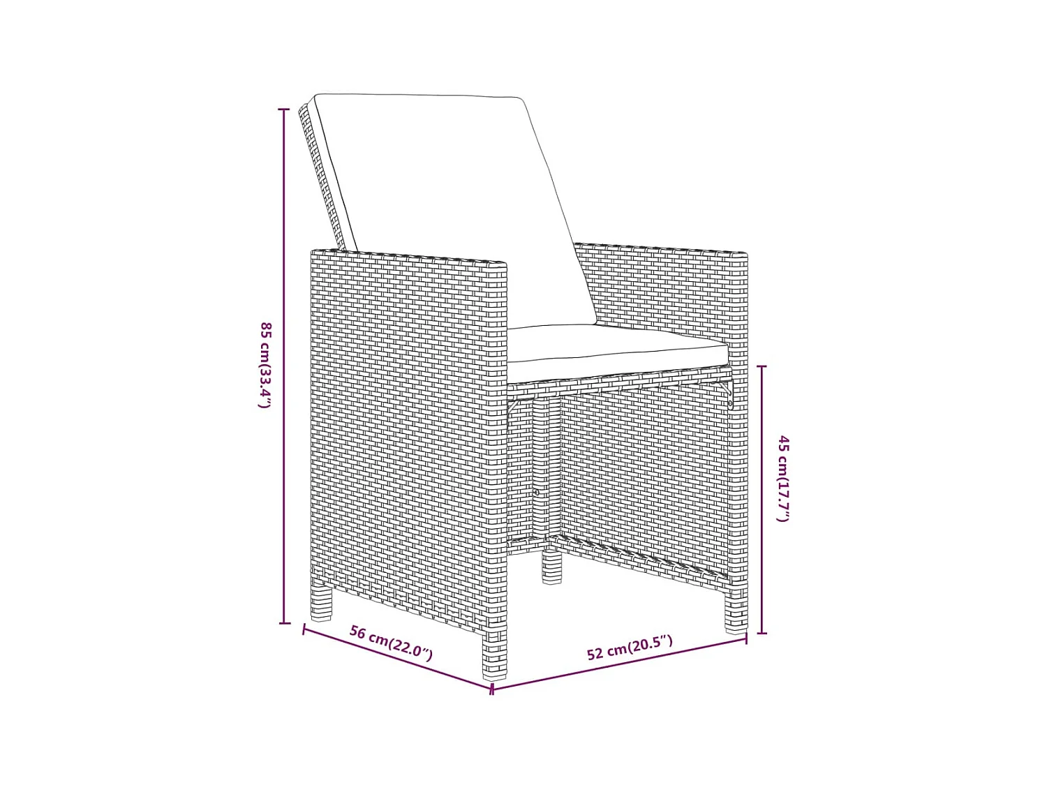 9-tlg. Garten-Essgruppe mit Kissen Poly Rattan Grau