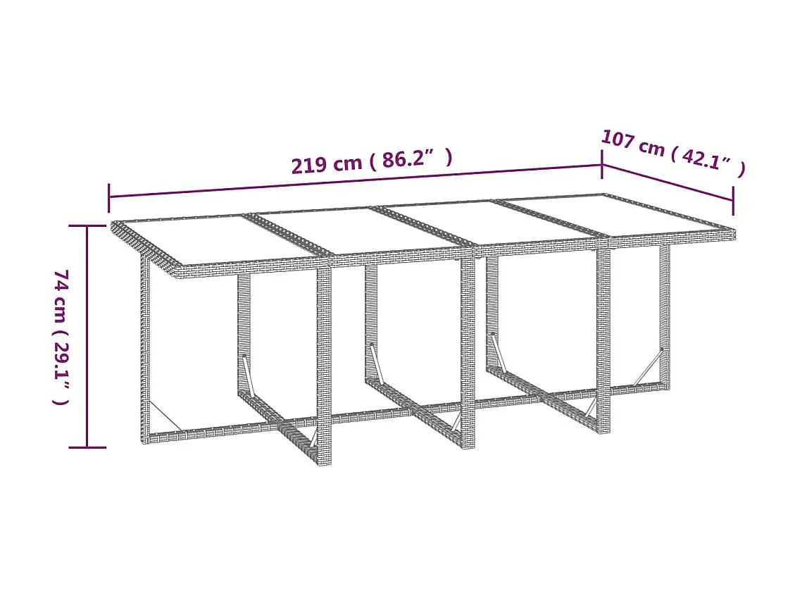 Ensemble à manger de jardin coussins 9pcs Résine tressée Gris
