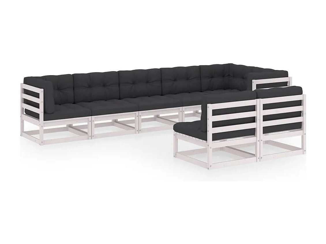 8 pcs conjunto lounge de jardim c/ almofadões pinho maciço
