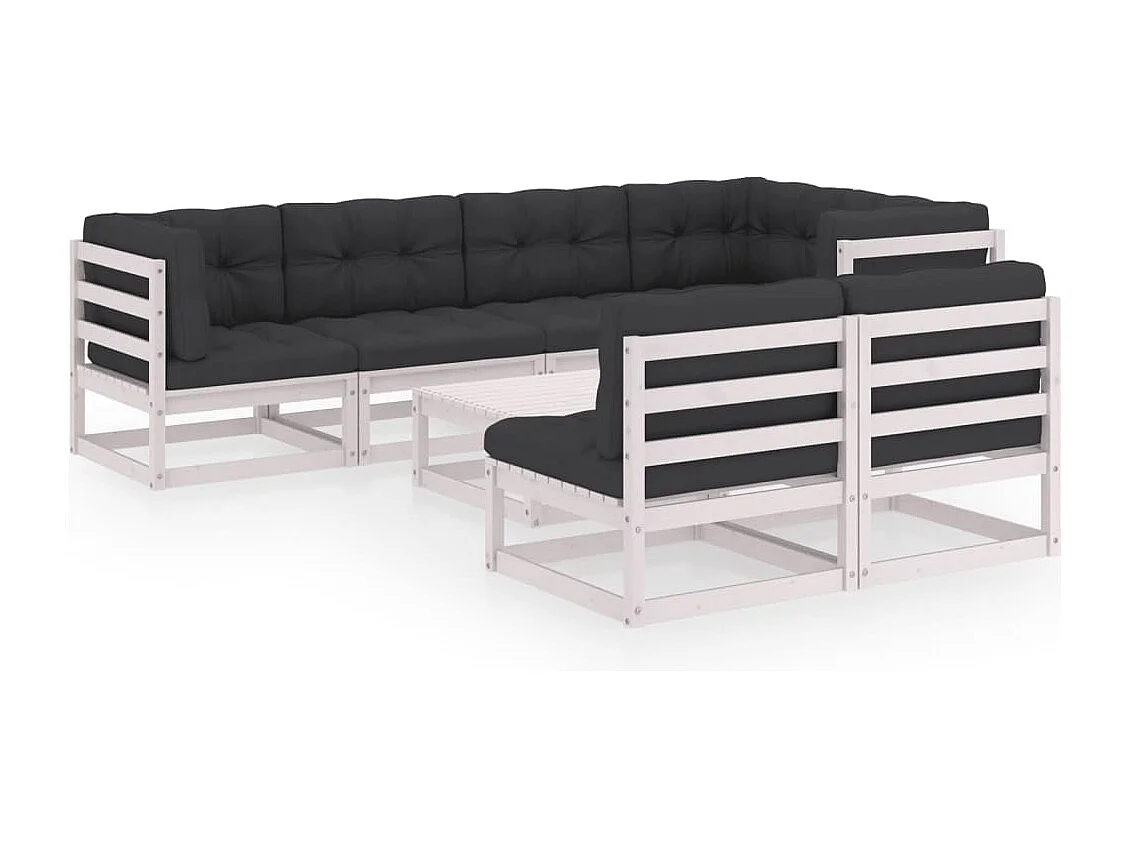 8-tlg. Garten-Lounge-Set mit Kissen Massivholz Kiefer