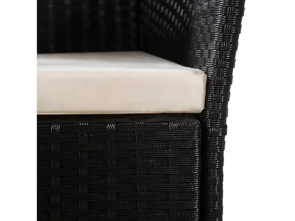 Ensemble à manger d'extérieur 7 pcs Résine tressée Noir marron