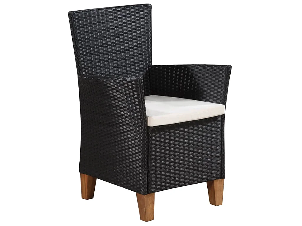 7-tlg. Garten-Essgruppe Poly Rattan Schwarz und Braun