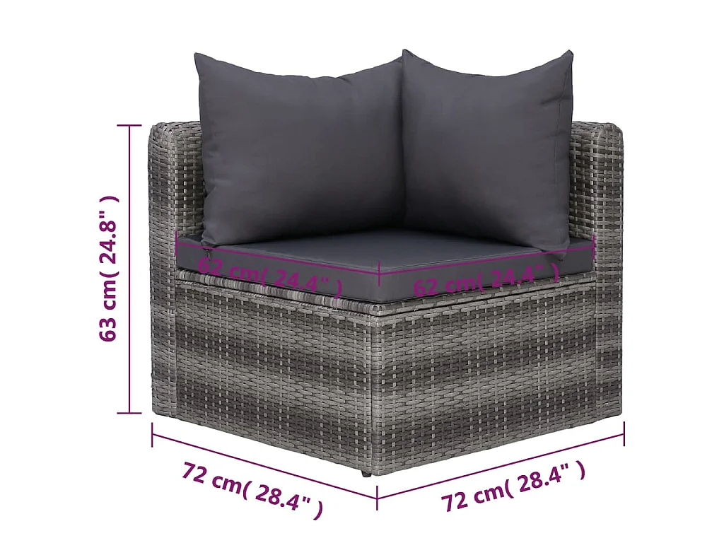 Salon de jardin 7 pcs et coussins et oreillers Résine tressée