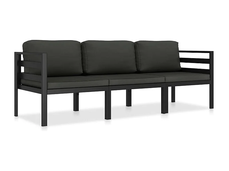 Set Divani da Giardino 3 pz con Cuscini in Alluminio Antracite