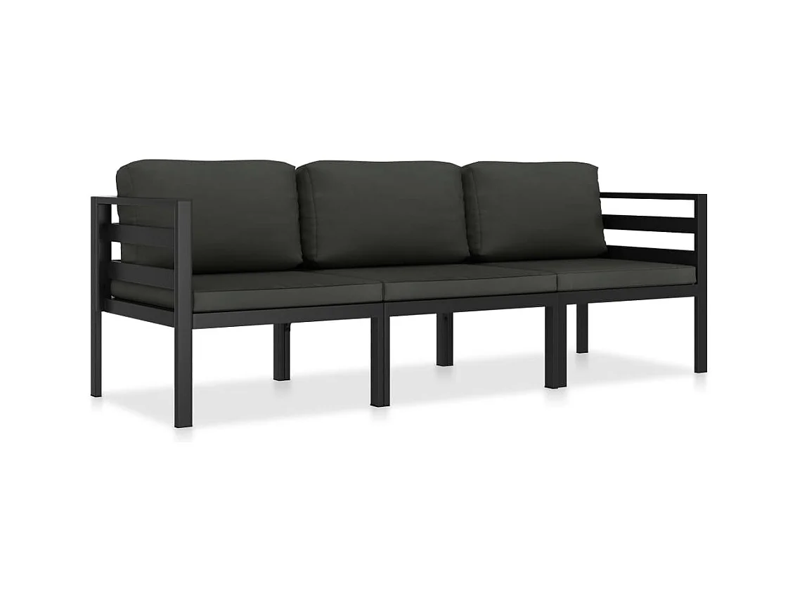 Salon de jardin 3 pcs avec coussins Aluminium Anthracite