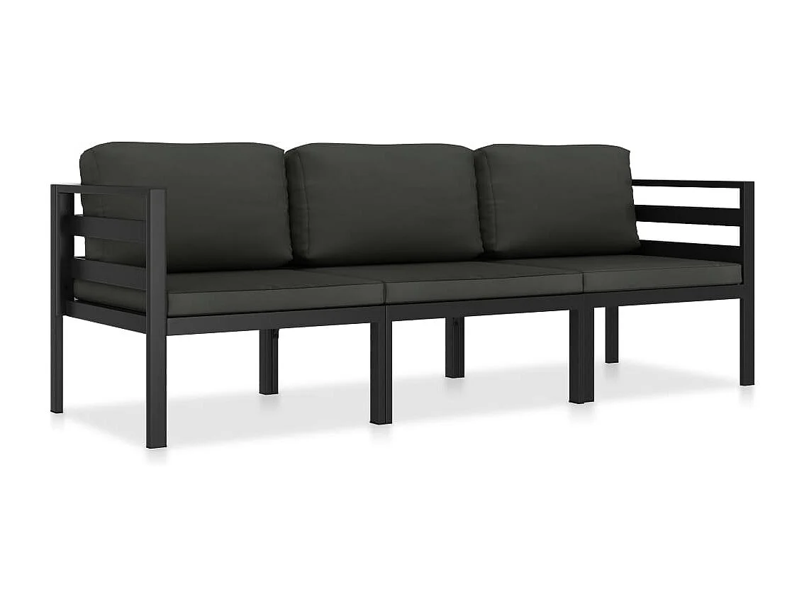 Salon de jardin 3 pcs avec coussins Aluminium Anthracite