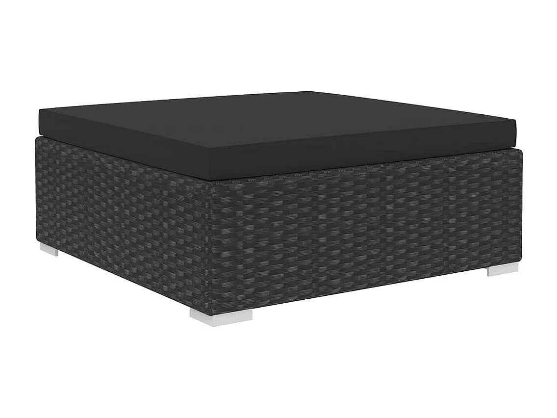 4-delige Loungeset met kussens poly rattan zwart