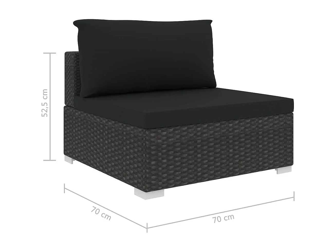 Salon de jardin 4 pcs avec coussins Résine tressée Noir